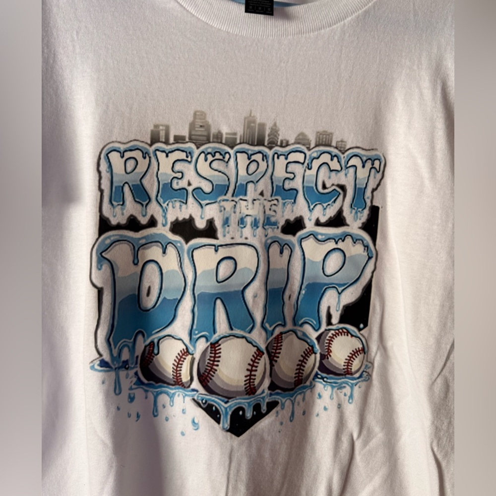 Gildan White Kids 'Respect the Drip' Graphic Tee with Blue Accent